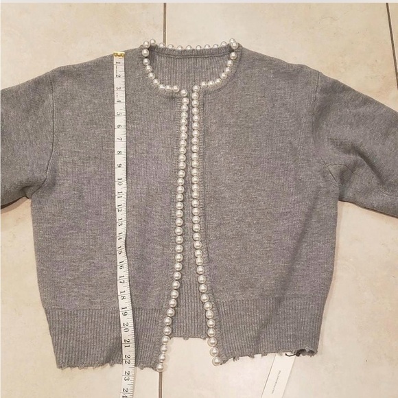 Commense pearl trim ripped hem cardigan - Picture 6 of 6